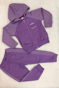 Conjunto Infantil Feminino Moletom Aberto Violeta com Zíper
